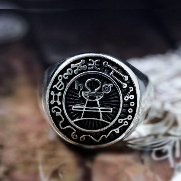 EYHIMD Seal of Solomon Seal Ring Magic Runes Stainless Steel Signet Rings Pagan Amulet Jewelry