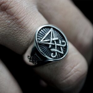 EYHIMD Sigil of Lucifer Satan Seal Ring Gothic Stainless Steel Signet Rings Biker Punk Jewelry