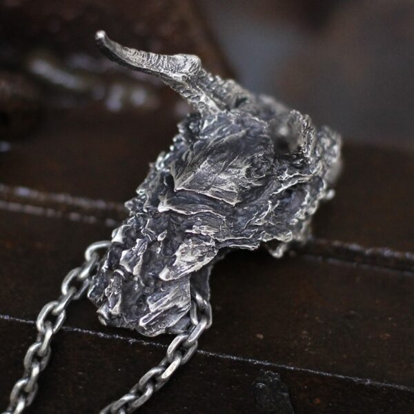 EYHIMD Vintage Detail Evil Dragon Skull 316L Stainless Steel Pendant Men's Punk Biker Jewelry