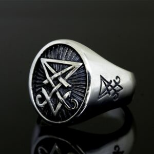 EYHIMD Sigil of Lucifer Satan Seal Ring Gothic Stainless Steel Signet Rings Biker Punk Jewelry