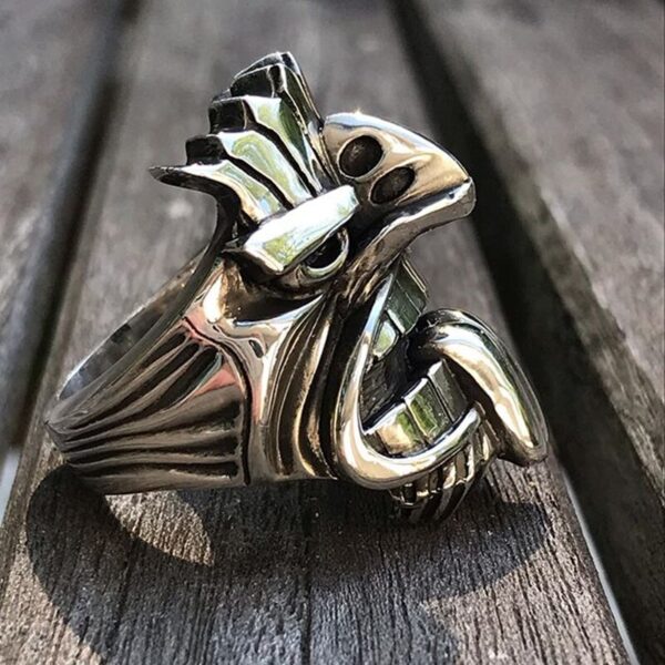 EYHIMD Māori Mythology Stainless Steel Tiki Totem Rings Mens Tribal Unique Biker Amulet Jewelry