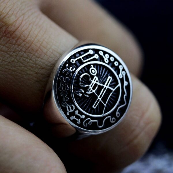 EYHIMD Seal of Solomon Seal Ring Magic Runes Stainless Steel Signet Rings Pagan Amulet Jewelry