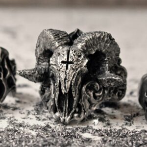 Unique Punk Gothic Satanic Demon Sorath Skull Ring Men 316L Stainless Steel Biker Ring Baphomet Jewelry Gift