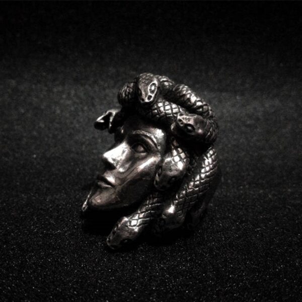 Greek Mythology Gorgon Monster 316L Stainless Steel Rings Horror Venomous Snakes Snake Hair Medusa Ring Punk Biker Jewelry