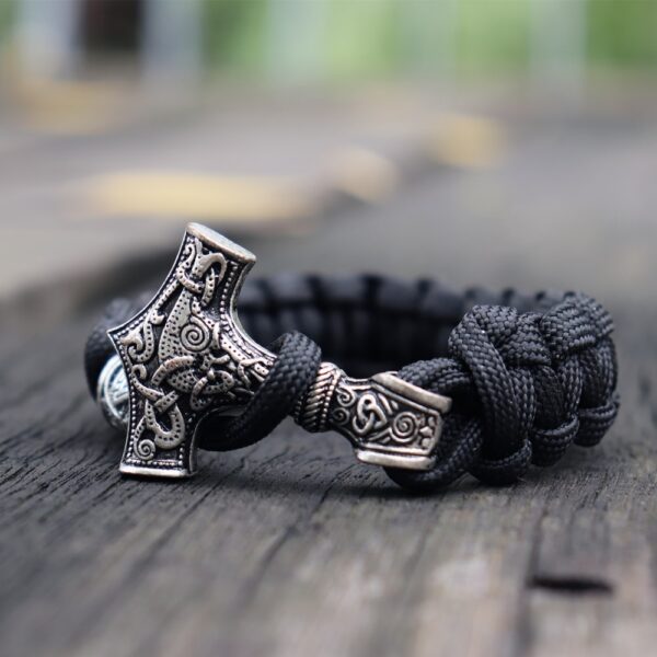 Mens Viking Mjolnir Leather Bracelet Thor hammer Wristband Norse Mythology Runes Amulet Jewelry