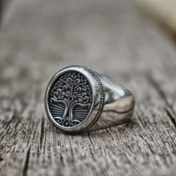 EYHIMD Stainless Steel Tree of Life Signet Ring Classic Men Viking Amulet Rings Nordic Jewelry