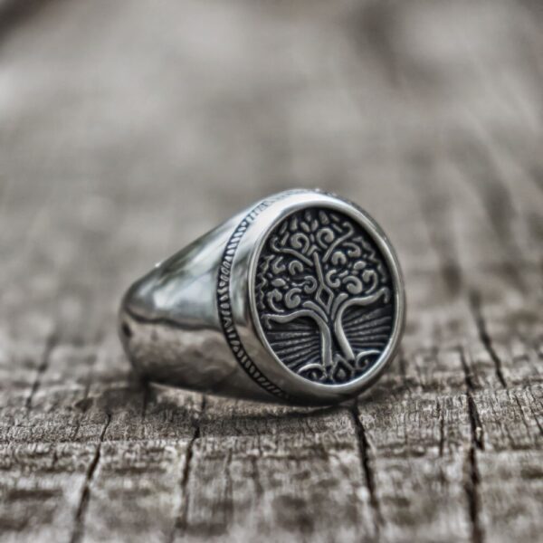 EYHIMD Stainless Steel Tree of Life Signet Ring Classic Men Viking Amulet Rings Nordic Jewelry